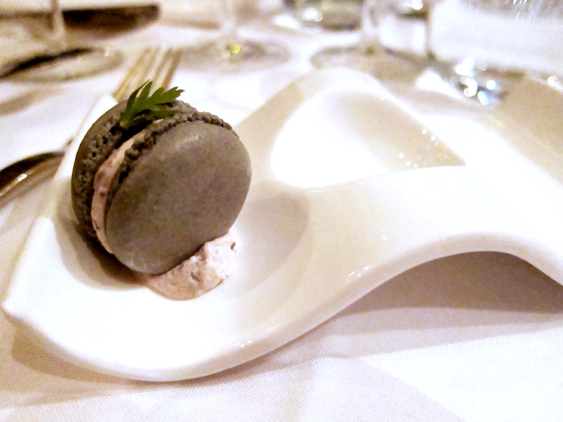 Amuse-bouches: Olive and Goat Cheese Macaron 